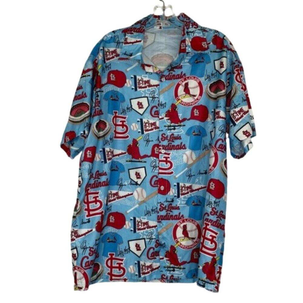 Cardinals baseball team Shane Co. button down short sleeve men's shirt size XL